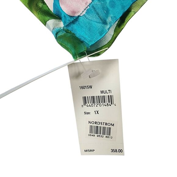 Caroline Rose Top Jacket Women Sz 1X Multicolor Silk Blend Floral Velvet Burnout - Picture 5 of 8